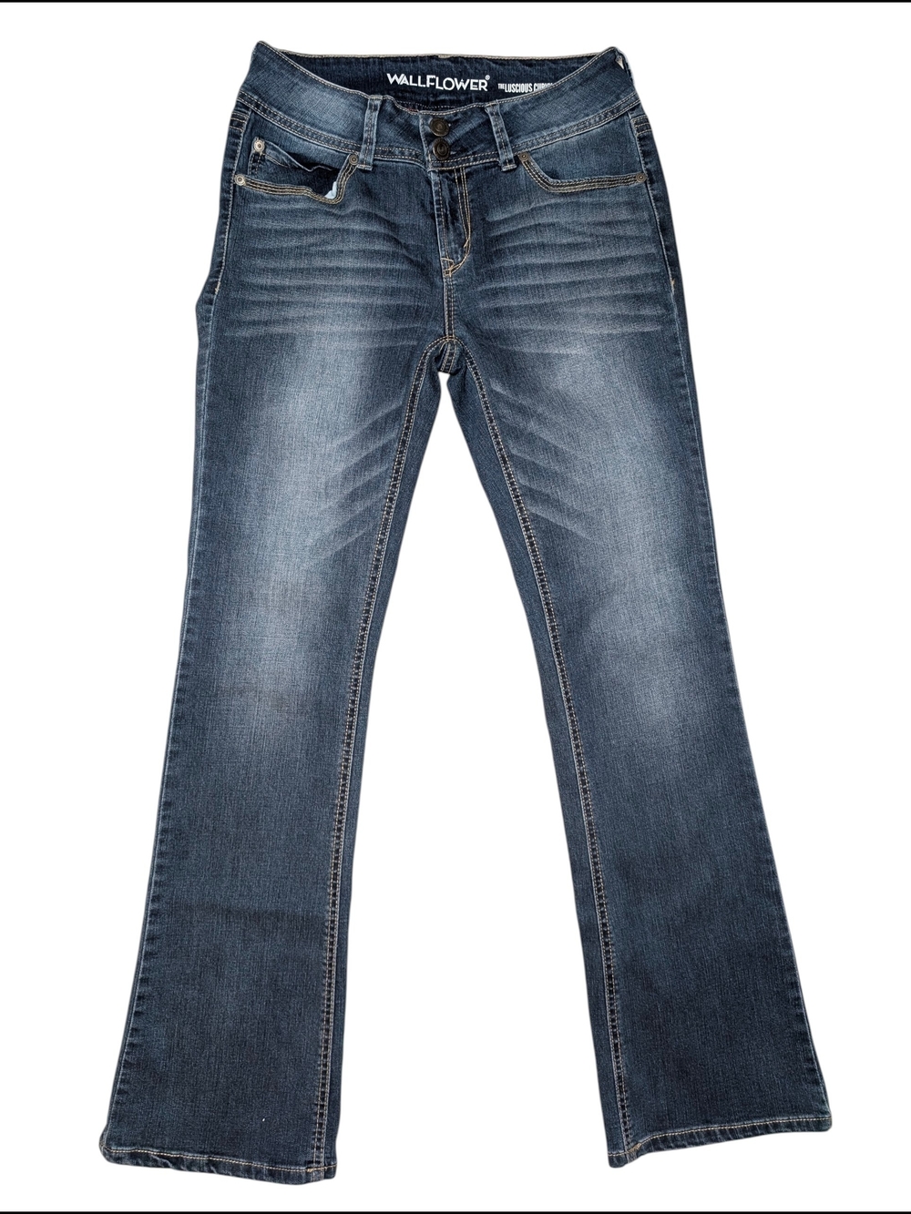 Wallflower Junior 7 Luscious Curvy Fit Medium Wash Blue Bootcut Denim Jeans